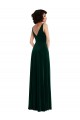 Sem Mangas Decote V Veludo Elástico Verde Escuro Comprimento Chão Vestidos de Madrinha / Vestidos de Festa Mais Barato