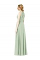 Sem Mangas Cabeçada Chiffon Verde Esmeralda Comprimento Chão Vestidos de Madrinha Mais Barato