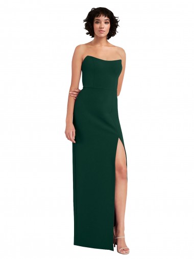 Sem Mangas Sem alças Crepe Esticado Verde Meia-Noite Comprimento Chão Vestidos de Madrinha / Vestidos de Noite / Vestidos de Festa Mais Barato