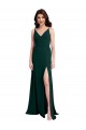 Sem Mangas Decote V Crepe Esticado Verde Meia-Noite Comprimento Chão Vestidos de Madrinha / Vestidos de Noite / Vestidos de Festa Mais Barato