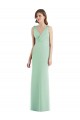 Sem Mangas Decote V Chiffon Verde Menta Comprimento Chão Trombeta Vestidos de Madrinha Mais Barato