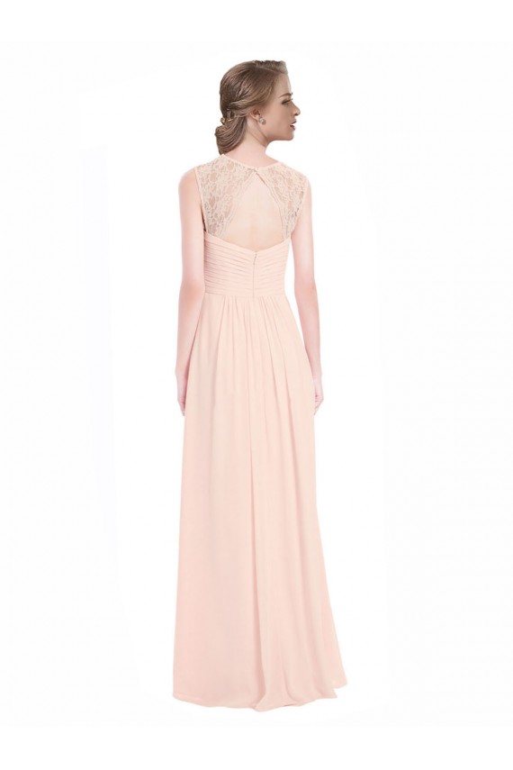 Sem Mangas Amor Chiffon & Renda Verde Menta Comprimento Chão Vestidos de Madrinha Mais Barato