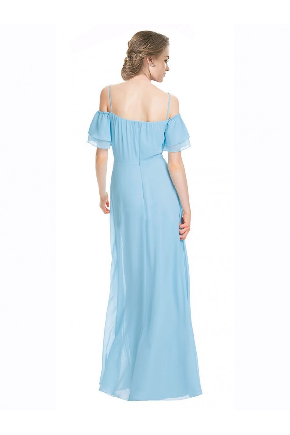 Sem Mangas Alças finas Chiffon Verde Menta Comprimento Chão Vestidos de Madrinha Mais Barato