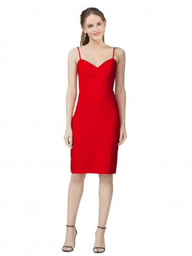Sem Mangas Amor Crepe Esticado Vermelho Comprimento Chá Vestidos de Madrinha / Vestidos de Noite / Vestidos de Festa Mais Barato