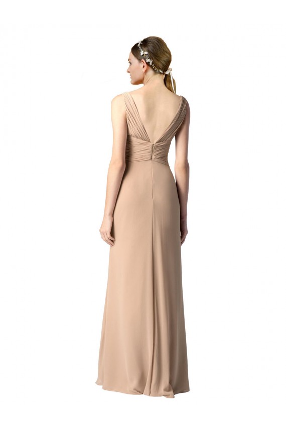 Sem Mangas Decote V Chiffon Vermelho Comprimento Chão Longo Vestidos de Madrinha Mais Barato