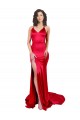 Sem Mangas Amor Cetim Elástico Vermelho Comprimento Chão Vestidos de Baile / Vestidos de Noite / Vestidos de Festa Mais Barato