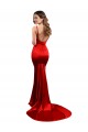 Sem Mangas Amor Cetim Elástico Vermelho Comprimento Chão Vestidos de Madrinha / Vestidos de Baile / Vestidos de Festa Mais Barato