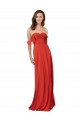 Sem Mangas Sem alças Chiffon Vermelho Comprimento Chão Vestidos de Madrinha Mais Barato
