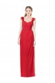 Mangas Curtas Amor Chiffon Vermelho Comprimento Chão Vestidos de Madrinha Mais Barato