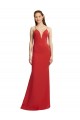Sem Mangas Decote V Crepe Esticado Vermelho Comprimento Chão Vestidos de Madrinha / Vestidos de Noite / Vestidos de Festa Mais Barato