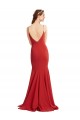 Sem Mangas Decote V Crepe Esticado Vermelho Comprimento Chão Vestidos de Madrinha / Vestidos de Noite / Vestidos de Festa Mais Barato