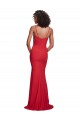 Sem Mangas Alças finas Crepe Esticado Vermelho Comprimento Chão Vestidos de Madrinha / Vestidos de Noite / Vestidos de Festa Mais Barato