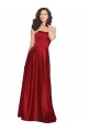 Sem Mangas Sem alças Cetim Vermelho Escuro Comprimento Chão Vestidos de Madrinha / Vestidos de Festa Mais Barato