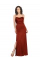 Sem Mangas Decote Quadrado Cetim Sedoso Vermelho Comprimento Chão Vestidos de Madrinha / Vestidos de Noite / Vestidos de Festa Mais Barato
