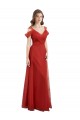 Ombro Frio Amor Tule Vermelho Comprimento Chão Vestidos de Madrinha Mais Barato