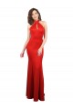 Sem Mangas Cabeçada Cetim Elástico Vermelho Comprimento Chão Vestidos de Madrinha / Vestidos de Noite / Vestidos de Festa Mais Barato