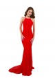 Sem Mangas Decote Alto Renda Vermelho Comprimento Chão Vestidos de Madrinha / Vestidos de Noite / Vestidos de Festa Mais Barato