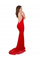 Sem Mangas Decote Alto Renda Vermelho Comprimento Chão Vestidos de Madrinha / Vestidos de Noite / Vestidos de Festa Mais Barato