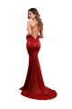 Sem Mangas Decote V Lantejoulas Vermelho Comprimento Chão Vestidos de Noite / Vestidos de Festa Mais Barato