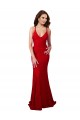 Sem Mangas Decote V Renda Vermelho Comprimento Chão Vestidos de Madrinha / Vestidos de Noite / Vestidos de Baile Mais Barato