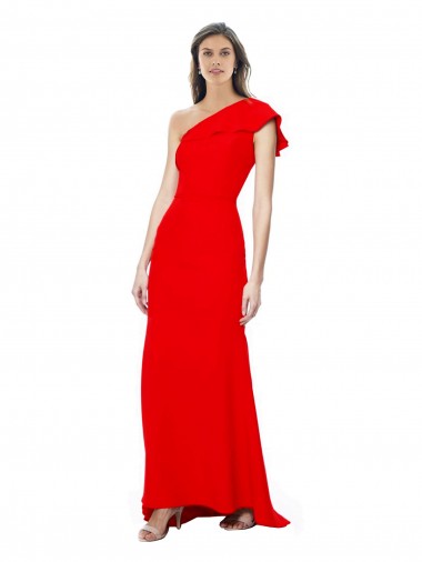 Sem Mangas Decote Alto Crepe Esticado Vermelho Comprimento Chão Vestidos de Noite Mais Barato