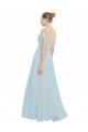 Sem Mangas Fora do Ombro Chiffon Vidro Marinho Comprimento Chão Vestidos de Madrinha / Vestidos de Baile Mais Barato