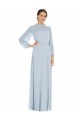 Mangas Bispo, Mangas Bufantes Sem alças Chiffon Vidro Marinho Comprimento Chão Vestidos de Madrinha / Vestidos de Noite Mais Barato