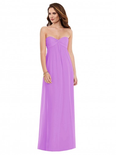 Sem Mangas Amor Chiffon Violeta Comprimento Chão Longo Vestidos de Madrinha Mais Barato