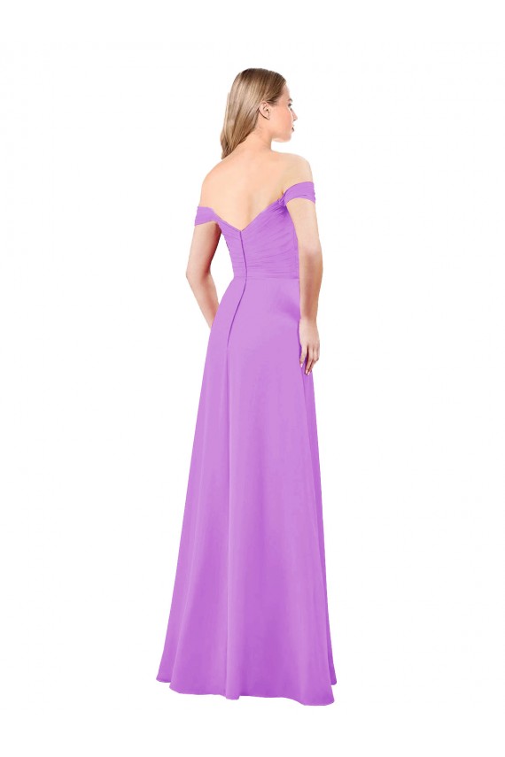Sem Mangas Amor Chiffon Violeta Comprimento Chão Vestidos de Madrinha Mais Barato