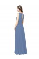 Sem Mangas Amor Chiffon Windsor Azul Comprimento Chão Longo Vestidos de Madrinha Mais Barato