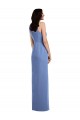 Sem Mangas Decote Joia Chiffon Windsor Azul Comprimento Chão Vestidos de Madrinha Mais Barato